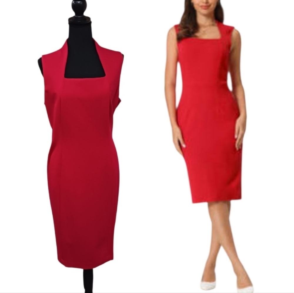 Talbots Square Neck Ponte Sheath Pencil Dress